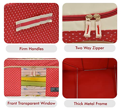 Image of Yellow Weaves Foldable Cloth Storage Box /Wardrobe Organizer - 24 LTR, 1 Pieces, Red