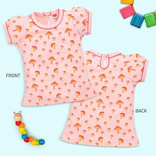 Image of LuvLap Baby Girls Regular Fit 100% Cotton Half Sleeves Girls Top Pack of 5