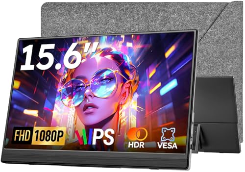 Travel Portable Monitor with Sleeve Bag, 15.6' FHD 1080P Portable Screen for Laptop with Kickstand,...