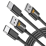 USB C Cable, MARGE PLUS Type C Charging Cable 3 Pack (6Ft) Braided Fast Charging Cord Compatible with Samsung Galaxy A20 A50 A51 A71 A10 A10e S10 S20 Plus Note10, LG Stylo 5 4,and Other USB C Device