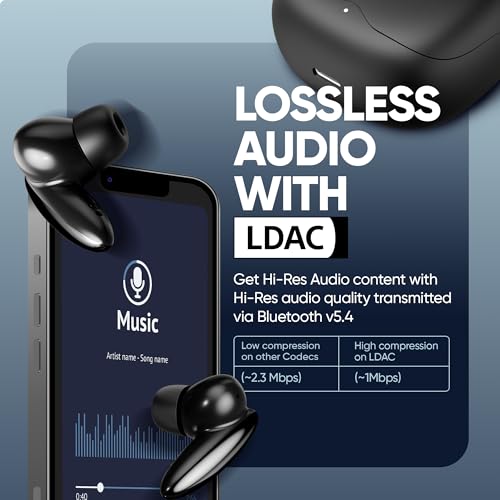 Image of Mivi SuperPods Studio ANC TWS Ear Buds Wireless, 38dB Quad Mic Noise Cancellation, Hi-Res Audio with LDAC, 3D Soundstage, Up to 60H Playback, Bluetooth True Wireless Earbuds