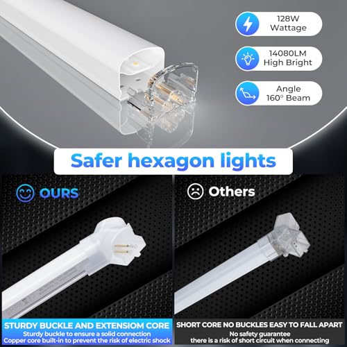 Hexagon Garage Lights-128W LED,5000K 14080LM Updated Bigger Size 16 Pack Lights for Car Detailing,Workshop,Basement,Gym,Bar - image 6