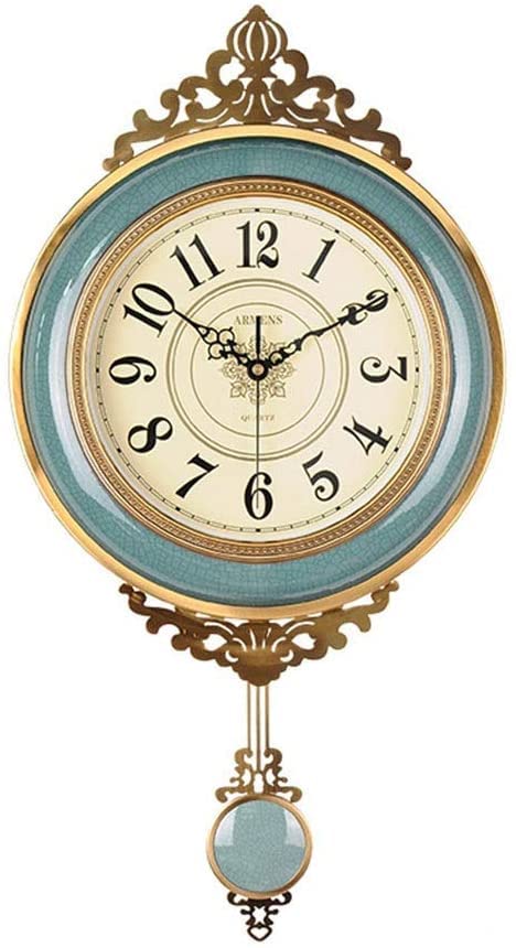 Horloge murale boîtier en céramique beige bleu vert pour décoration maison