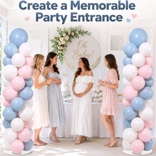 Image of 2 Sets Adjustable Balloon Column Stand Kit with Bases(Pink Blue)