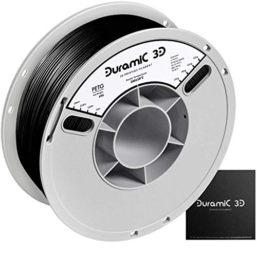DURAMIC 3D PETG Printer Filament 1.75mm Black, 3D Printing Filament with Build Surface