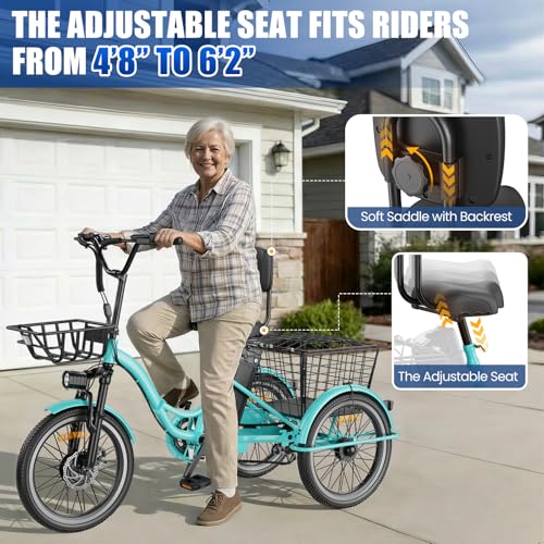 Electric Tricycle for Adults, Peak 1200W Electric Trike,