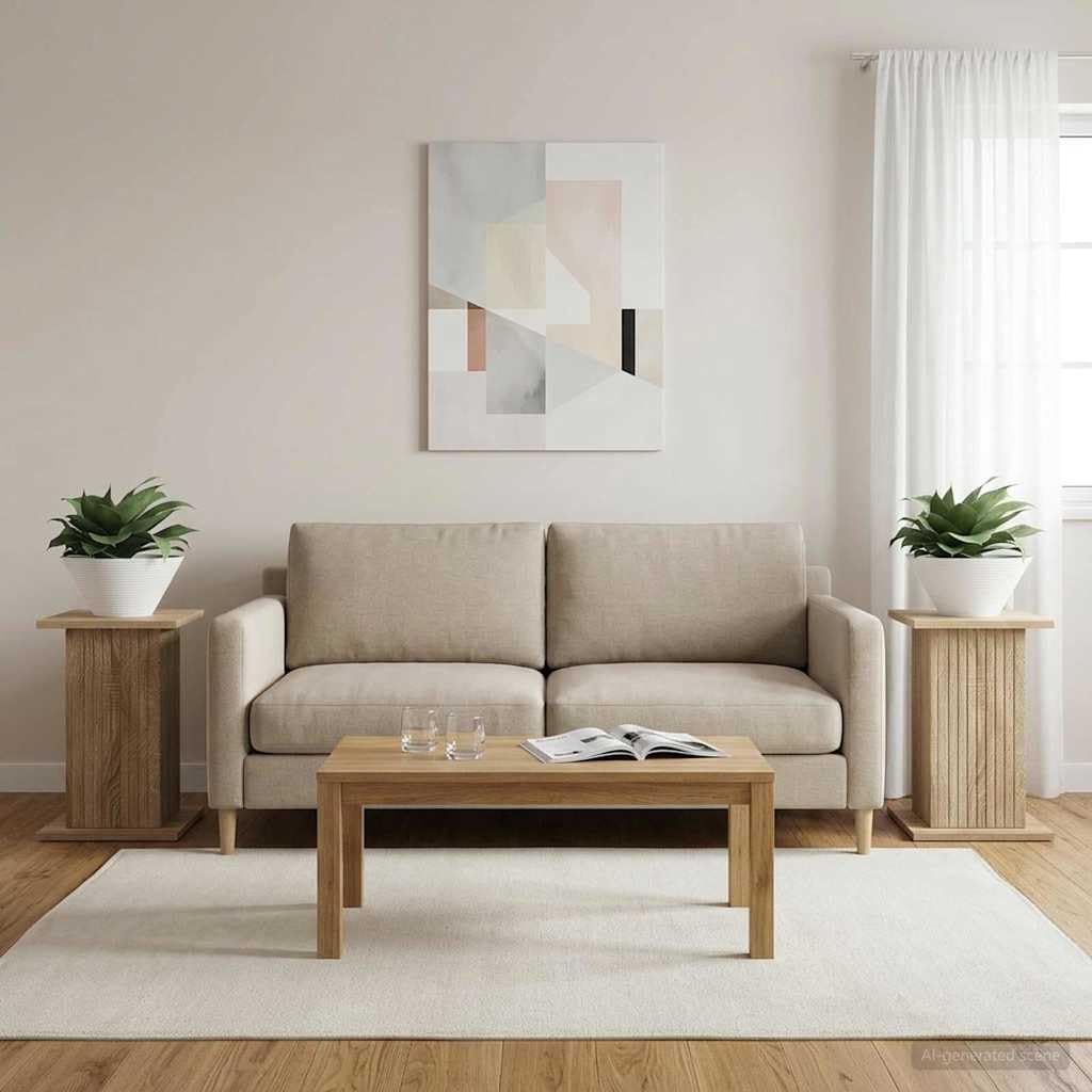 Pflanzenständer, 2 Stück, Sonoma-Eiche, 30,5 x 30 x 43 cm | Feuchtigkeitsbeständiges Holzwerkstoff, minimalistisches modernes Design, einfache Pflege mit feuchtem Tuch
