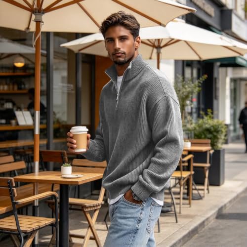 Corduroy Sweatshirts for Men Quarter-Zip Pullover - image 7