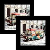 Picture Frames 4x4 Black Nature Solid Wood 2 Pack for Wall Mount and Tabletop Display