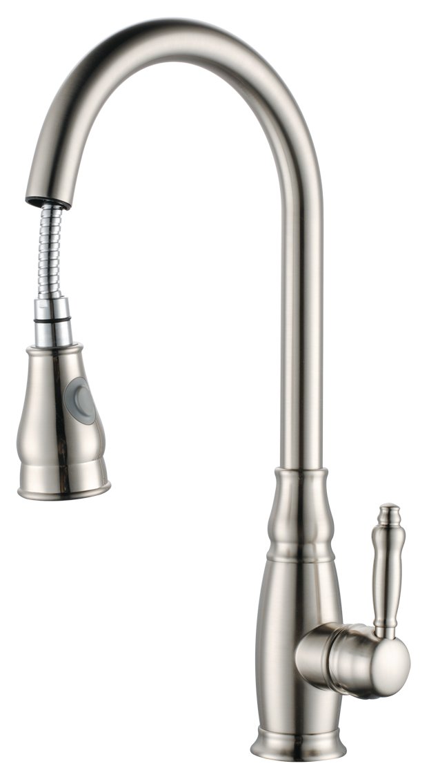 Robinet de cuisine extractible jet double mitigeur nickel brossé rotatif