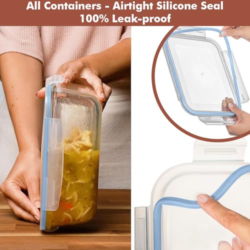 Image of Razab 4 PC 1860ml / 63 Oz / 8 Cups Large Glass Food Storage Containers with Lids - Glass Meal Prep Containers for Roasting & Storing Leftover, Lunch Container with Lids, Microwave & Oven Safe