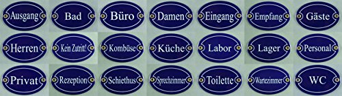Emaille Türschild Bad weiß oval 7x10 cm Schild Emailleschild Metallschild Blechschild