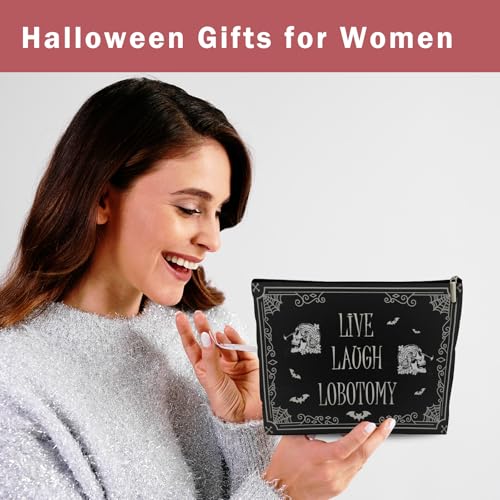 Funny Dark Humor Goth Gifts for Women, Live Laugh Lobotomy Cosmetic Bag, Funny Gothic Makup Bag Birthday Gifts for Women Zipper Pouch Bag2