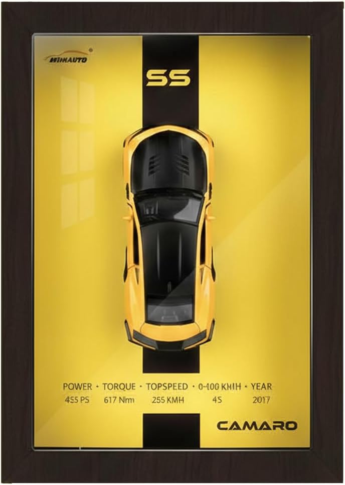 1:32 Diecast Car Model 3D Display Frame Collection - Premium Alloy Racing Car Wall Decor & Desktop Art (Multiple Models Available) (Camero)