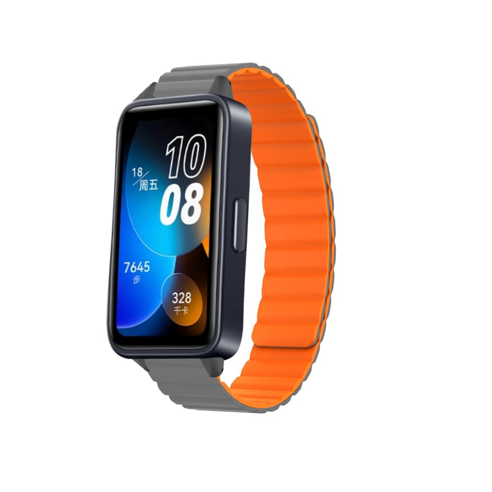 LAZIRO Pasek sportowy kompatybilny z Huawei Band 8 dla kobiet i mężczyzn, sportowy, silikonowy pasek na nadgarstek, regulowany, trwały magnetyczny pasek do zegarka, kompatybilny z Huawei Band 8, szary