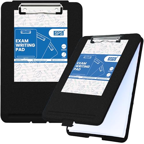 Image of SPS Exampad A4 Plastic Clipboard with Built-in Storage and Pen Holder - Ideal for School, Office, Travel - Perfect for Students and Professionals, School and Office - Black