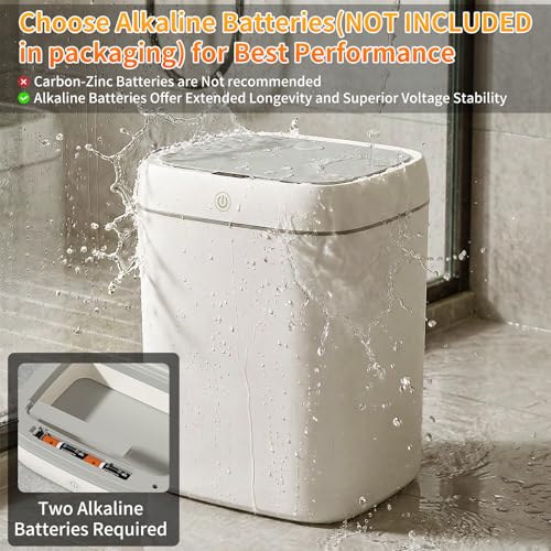 Caneca de basura rectangular blanca con sensor táctil 3 gal miniatura 6