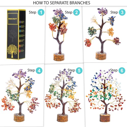 HindCraft Chakra Tree, Crystal Tree for Positive Energy - Crystals & Healing Stones - Feng Shui Seven Chakra Tree of Life Decor - Home Decorations for Living Room, 7 Chakra Tree, 200 Beads, 8-10" 5 51TDZlrcfRL