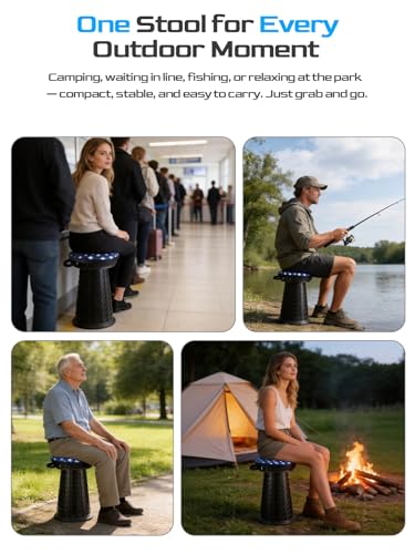 Image of 2026 Upgraded XXL Collapsible Stool with Cushion & Bag | 1000lbs Capacity, 21-in Taller & 13-in Wider Retractable Telescoping Stool for Adults, Oversized Camping, Fishing, Concert, Event, Stadium