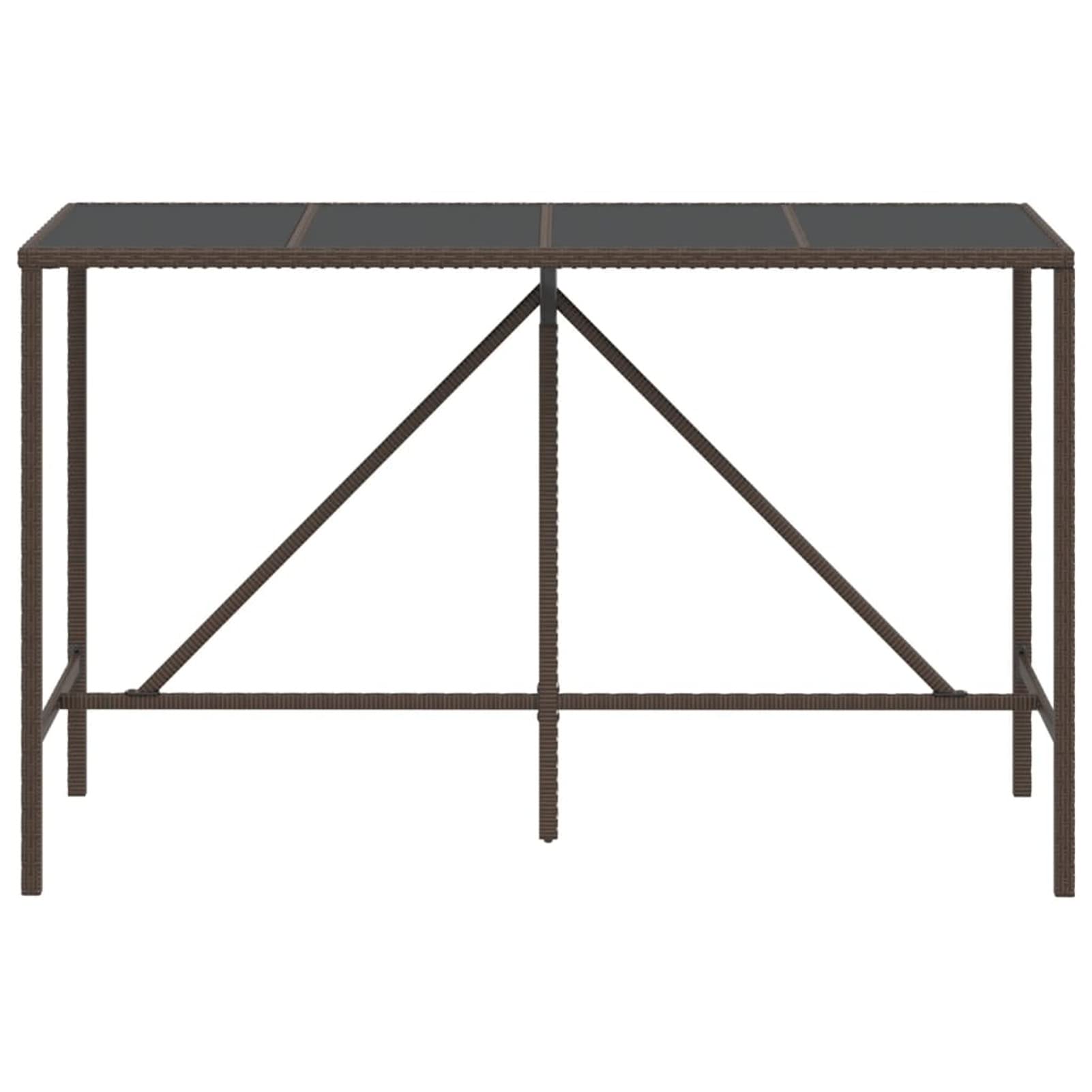 GuyAna Tavolo Bar con Piano in Vetro Marrone 180x70x110 cm Polyrattan,Mobili,Mobili da Giardino,Tavoli da Giardino(SPU:362590)