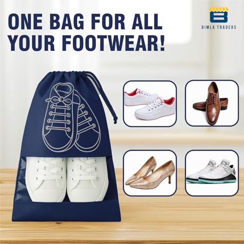 Image of Btag Shoe Bag for Travel & Storage | Water-Resistant Shoe Organizer for Men & Women | Portable, Foldable Shoe Cover for Luggage & Closet | Travel Accessories for Footwear Protection (Navy,Pack of 6)