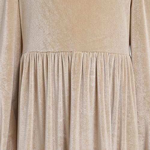 IWEMEK Girls Vintage Velvet Dress with Pockets Long Sleeve Casual Dress Bridesmaid Performance Christmas Pageant Maxi Gown4