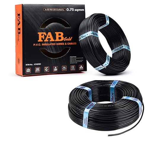 Image of KRIPA 0.75 SQ.MM Single Core FR PVC Insulated Copper Electrical Wire, 90 Meter (Pack of 2) | Fire Retardant House Wiring Cable (Black)