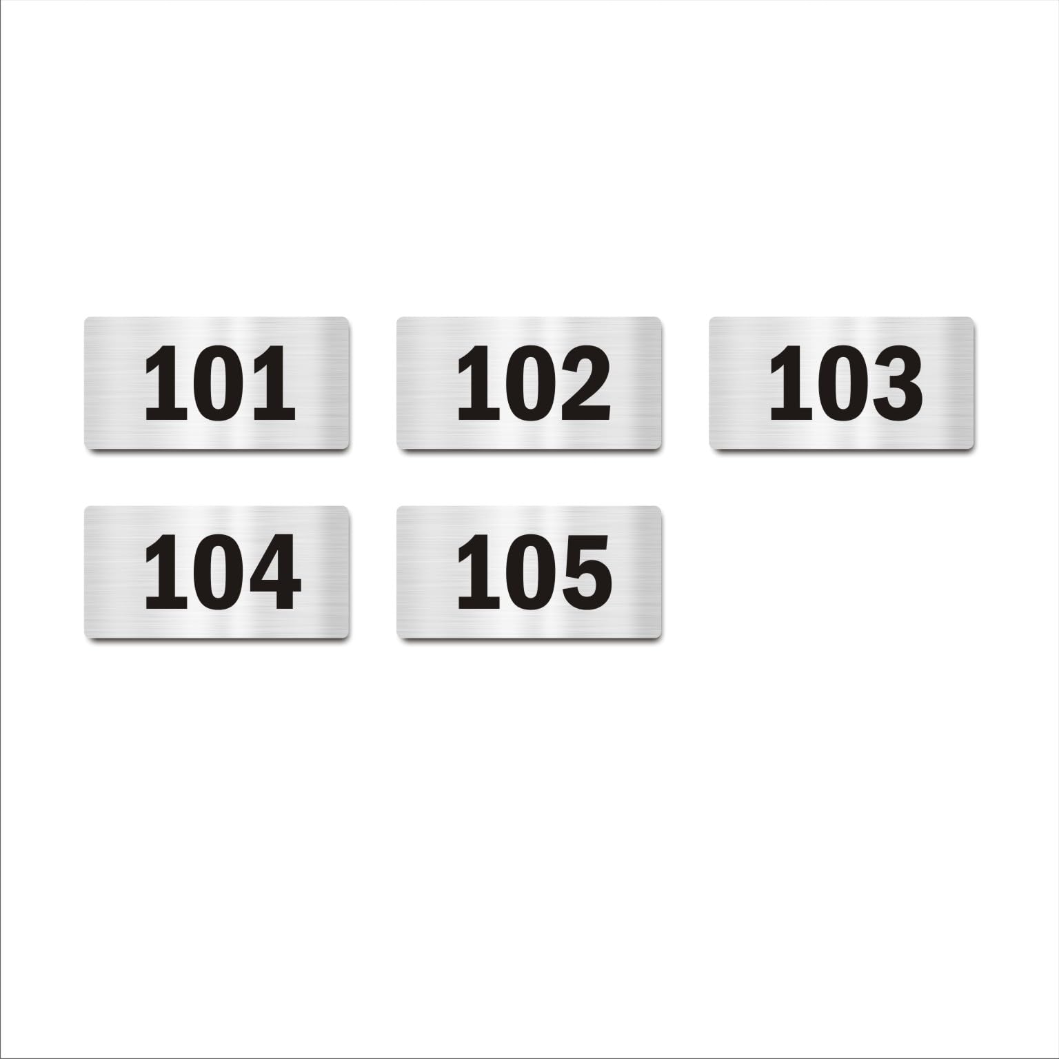 First Floor Five Door Numbers Silver 2mm thickness 4 x 2 inches Acrylic Board Pack of 5