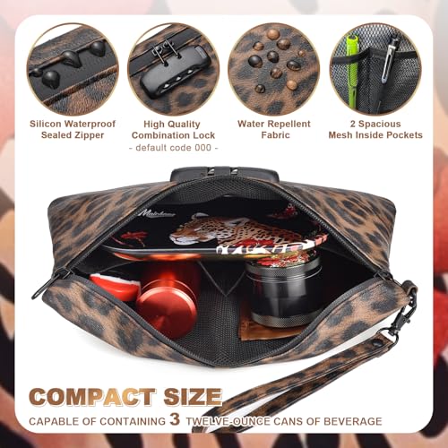 Storage Bag with Combination Lock 11" x 7.5" Money Cosmetic Organizer Medicine Lock Bag Travel Storage Case Pouch Great Christmas Gift for Women Leopard2