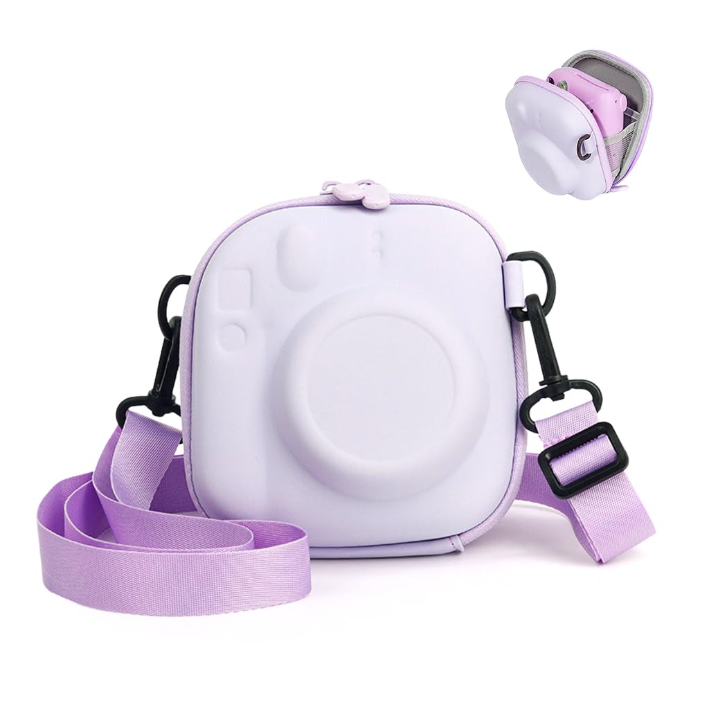 ZORBES® Camera Case for Fujifilm Instax Kawaii Camera Carry Zipper Bag Portable Hard Cover PU Protective Camera Zipper Case Bag with Shoulder Strap Universal Camera Case, 14x8.5x14cm-image-10