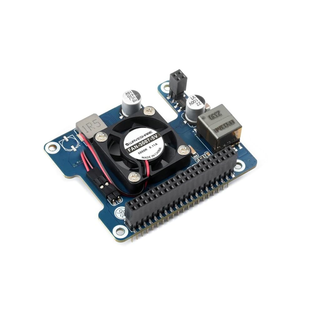 Power Over Ethernet HAT (F) for Raspberry Pi 5/CM 5 High Power Onboard Cooling Fan with Metal Heatsink Supports 802.3af/at Network Standard