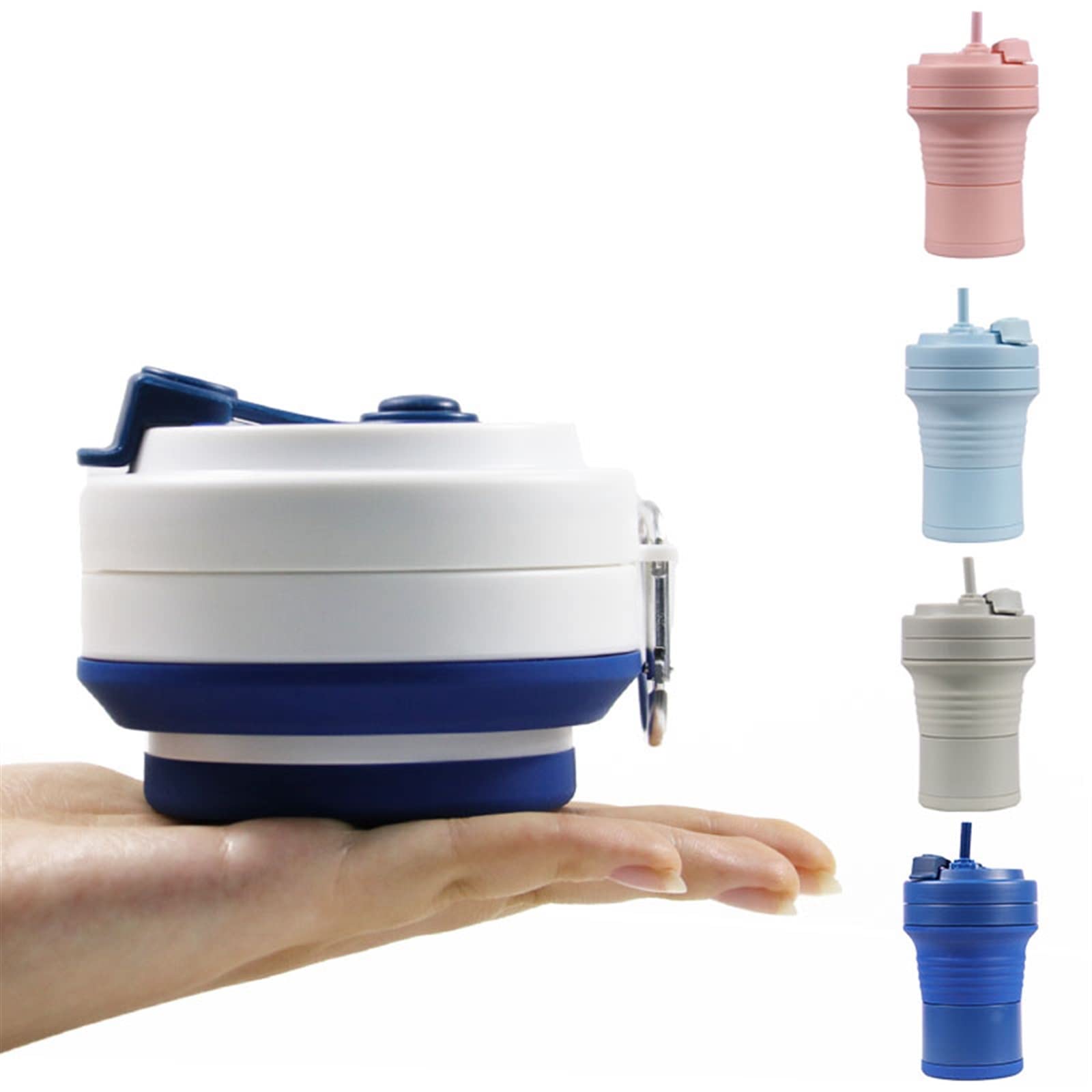 Reise-Kaffeetasse mit Strohhalm, Silikon-Kaffeetassen, Wasserbecher, Outdoor, Camping, Wandern, Radfahren, Faltbare Wasserflaschen (Schokolade)