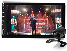 H-Tech Aparelho de som automotivo MP5 2 Din com Tela de vidro 7" HT-3100 USB SD card Auxiliar Bluetooth Espelha com cabo Android 5 ao 13 e iOS 4 ao 13 Pro Max