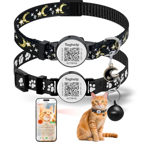 2 Pack Breakaway Cat Collars with QR Code ID Tag - Reflective Saf...