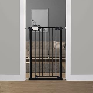 Callowesse Saluki Tall & Narrow 96cm High, Pet Safety Gate and Baby Gate, 65cm-70cm, Pressure Fitted No Screws for Narrow Doorways, Stairs and Hallways. Extensions available. Black