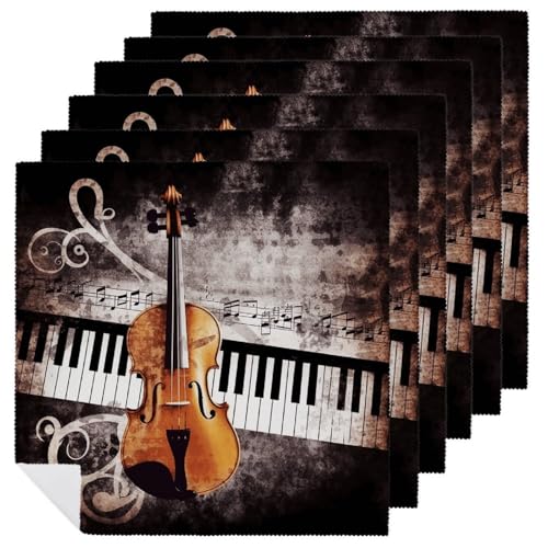 Servilletas de tela con notas musicales piano y violín miniatura 1
