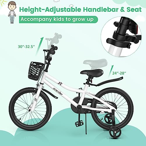 Image of BABY JOY Kids Bike, 12 14 16 18 Inch Boys Girls Bike for 3-8 Years w /Training Wheels, 20 Inch Children Bicycle for 8+ Teens w /Kickstand, Handbrake, Coaster Brake & Removable Basket, Sporty Bicycle