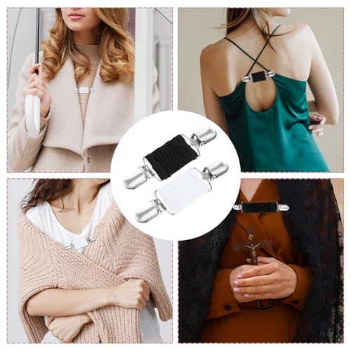 Image of 2Pcs Dress Clips Back Cinch, Waist Cincher Clip, Sweater Clip, Shawl Clips, Shirt Clips for Women Clothing, Cardigan Clip for Fitting (Black, White)