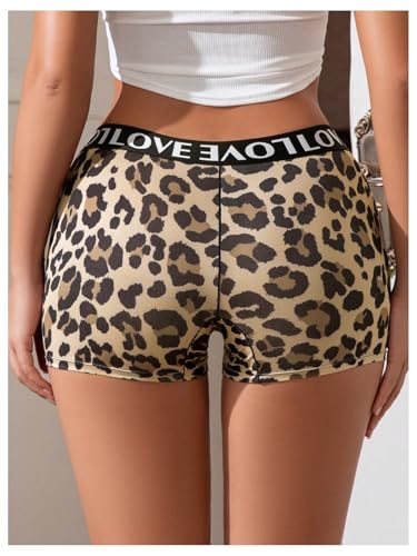 SOLY HUX Women's Leopard Boxer Panties Letter Print High Waisted Boyshort Panty Underwear2