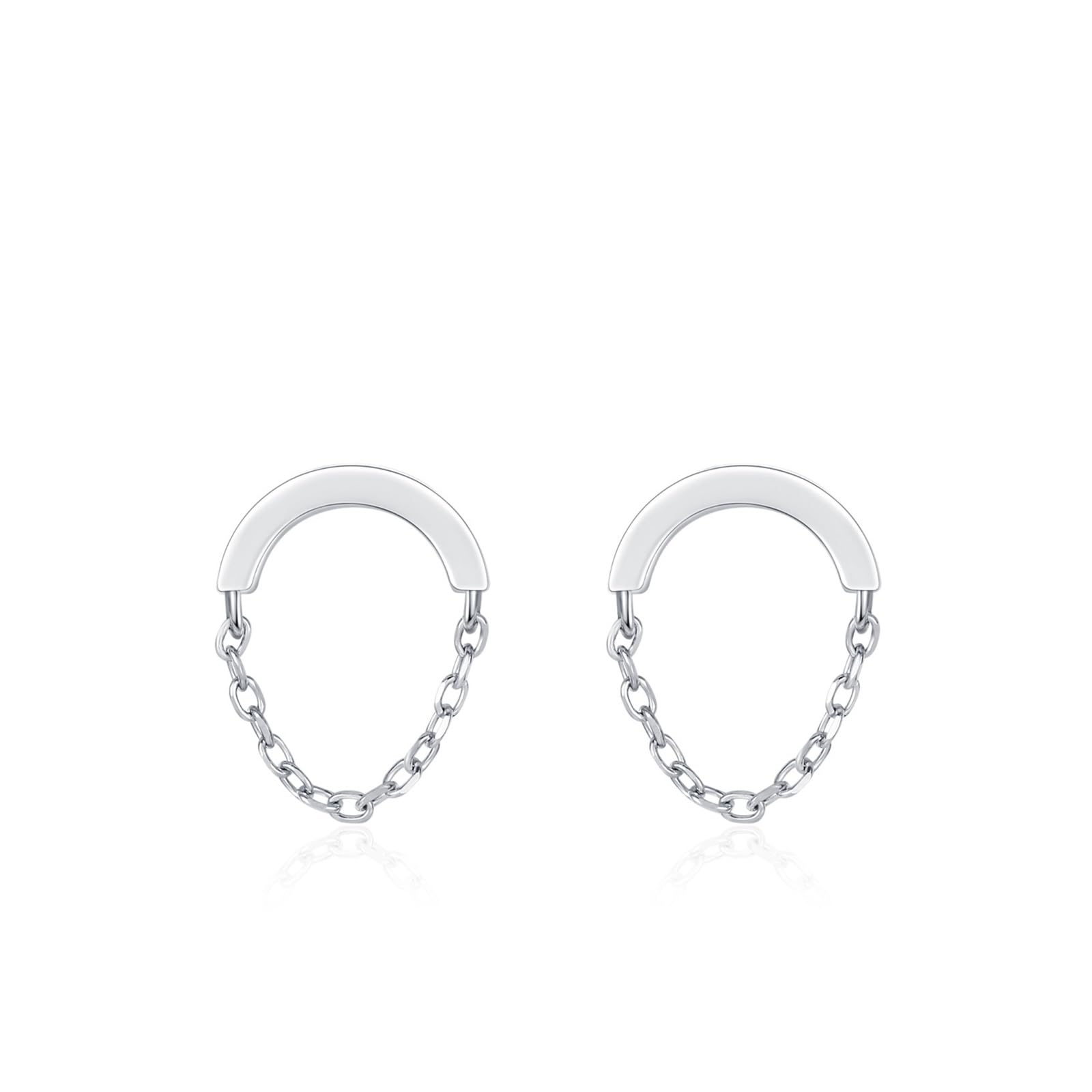 Pendientes colgantes para mujer, aretes colgantes de aro con cadena en U para mujer, color dorado