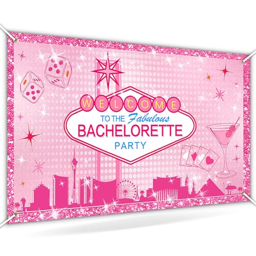 Avezano Las Vegas Bachelorette Backdrop Welcome Tofabulous Las Vegas Bachelorette Party Decorations Banner Pink Casino Casino Theme Prom Bachelorette Banner Supplies Props 70.8 x 43.3 Inch