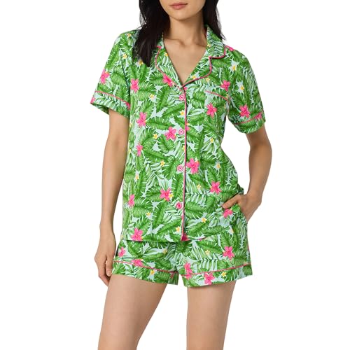 Image of Bed Head PJs Womens Matching Pajamas - Soft Organic Short Sleeve Button Down PJ Shirt & Shorts Set - Sleepwear & Loungewear