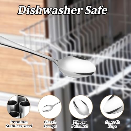 Image of 120 PCS Dinner Spoons Set - Windsor Stainless Steel Dinner Spoon 7.1 Inch with Dishwasher Safe Dessert Spoons, Metal Dessert Spoon, Silverware for Home, Kitchen or Restaurant