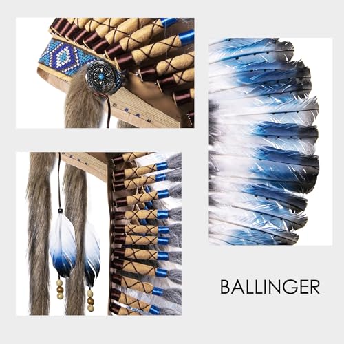 image for Ballinger Blue Large Native Indian Headdress - Large Feather Headdress