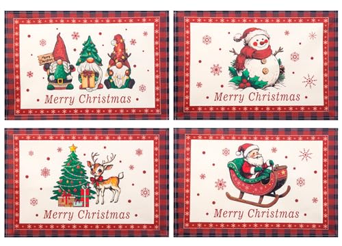 Hretvoi Platzset Weihnachten, Tischset Weihnachten Abwaschbar,...