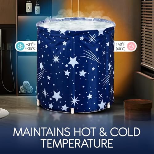 Image of Bath tub for adult for bathroom Tub for Home SPA, Maintains Hot & Cold Temperature, Drainage Hole, Thickened Layer for Hot and ice bath tub for adults (Star Round)