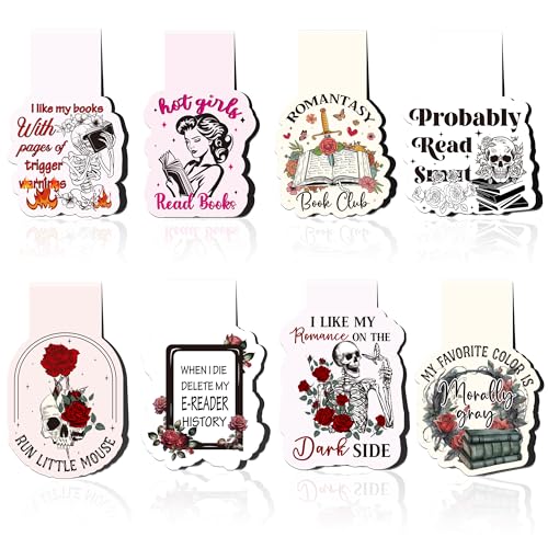 Dark Romance Magnetic Bookmarks, 8 Pcs Gothic Book Lover Gifts for Women, Spicy Magnet Book Mark Clips for Reading, Cute Stationery Gifts for Friends and Book Club Lovers