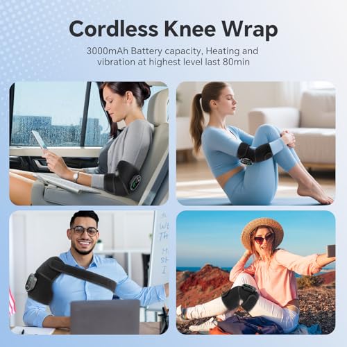 Heating Pad for Knee Pain Relief - Cordless Heated Knee Brace with Massager, Heating Knee Warmers Wrap & Arthritic Knees, Ideal for Arthritis & Joint Pain 2PCS