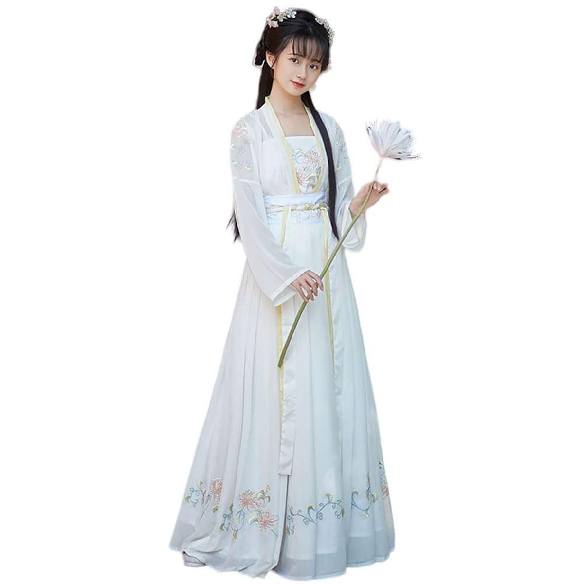 GenericWomen's Traditional Embroidery Hanfu Duijin Qiyao Ruqun Dress Ancient Chinese Fairy Costume