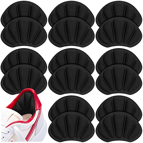 Image of Shoe Heel Inserts, 16 Pcs Mesh Self-Adhesive Heel Cushion Pads for Back of Heel, Heel Cushion Inserts Prevent Shoes Too Big for Women Men, Black